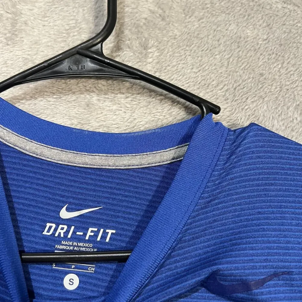 Nike Dri-FIT Shirt Tee Mens Small Blue Running Lightweight Training 586823-494
